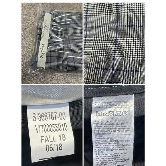 Banana Republic womens sz Sloan Size 0 Gray Prince Of Wales Check Cotton - Picture 11 of 12